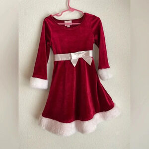 Fairytale wishes red and white velour long sleeve plush lined dress size 4
